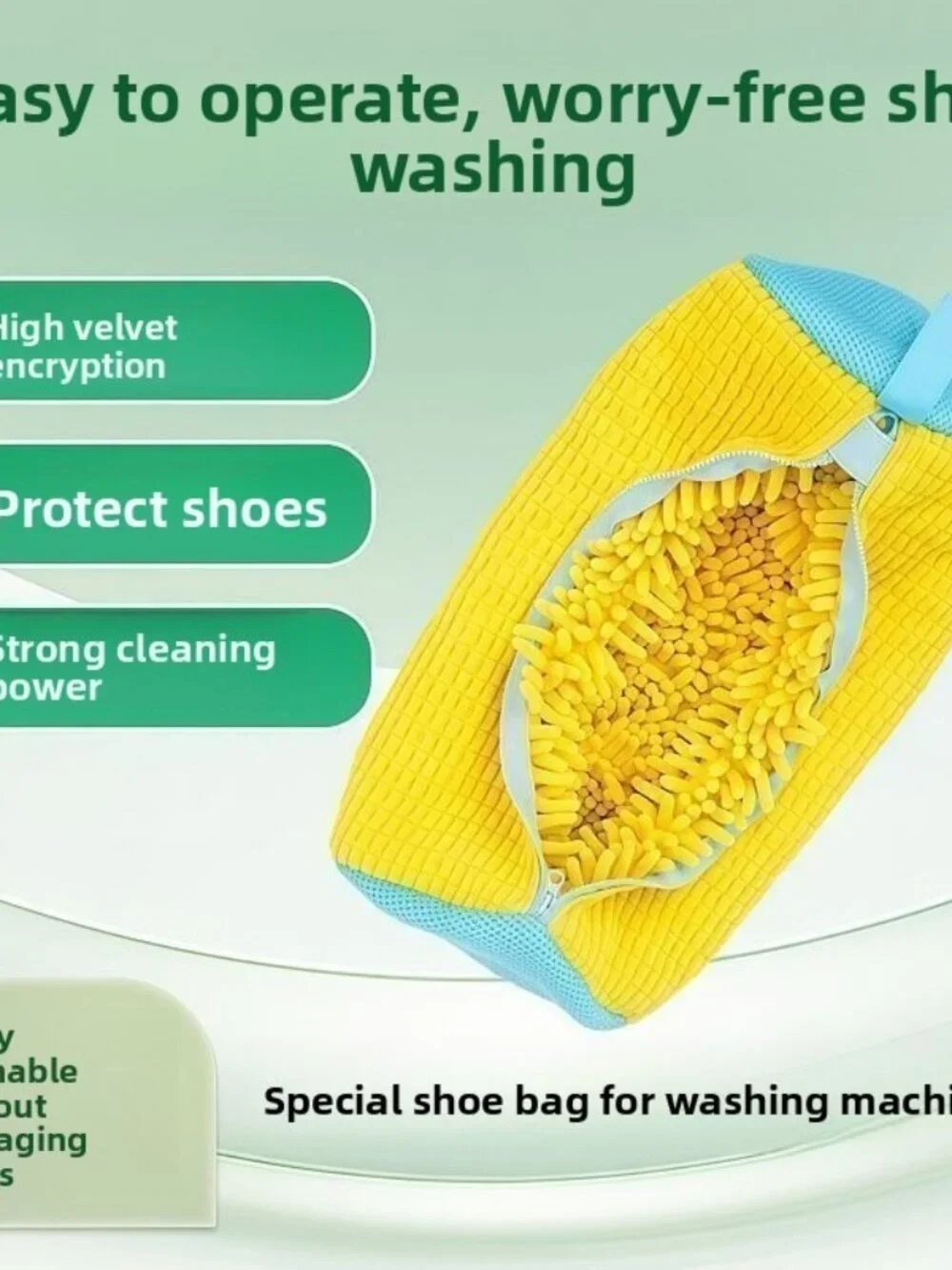Chenille Washing Machine Shoe Bag Reusable Protective Sneaker Cleaner Yellow
